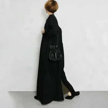 Must Naiste Lahtised Stiilis Pikk Kleit Sügis-Kevad Ja Jaapani Lace Up Juhuslik Rida Rüü 2021 Must Naiste Kleidid