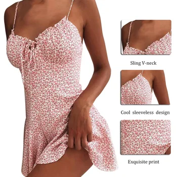 Naiste Kleit, Lilleline Boho Kleidid Sundress Peorõivad Beach Strappy Mini Kleit Mood Trükkimine Daamid Kleidid