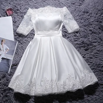 Naiste pulmas kleit pluss suurus pits tikand satiin lühikese ametliku prom õhtukleit jaoks Uus Aasta 2021 kokteili kleit