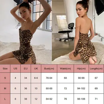 Naiste Seksikas Leopard Backless Kleit Trükitud Pidžaama Bodycon Tõsta Mini Kleit, Pidu Kleit Nii Nii Seksikas Fahion Trendikas Klassikaline Kleit
