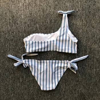 Naiste Suvine Seksikas Triip ujumispüksid 2 Töö Beach ujumispüksid Üks õlarihm Rinnahoidja + 1TK Seksikas Underpant Uus