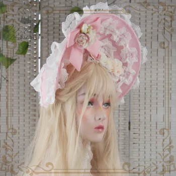 Origional prantsuse Vintage stiilis Bonette BB Müts Uhke Roosa Käsitsi Valmistatud Lolita Väikesed Asjad Uhke Väike mütsi Tarvikud