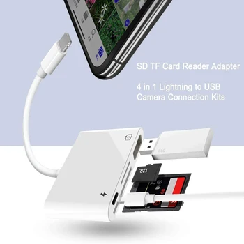 OTG Adapter U Disk Kaamera Adapter Mälukaardi Lugeja iPhone iPad-Plug and play Neli-ühes lightning to SD/TF/USB-adapter