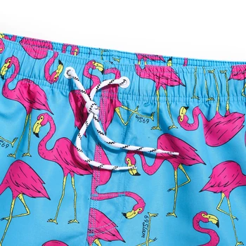 QIKERBONG Mehed Rannas Püksid Juhatuse Reisikohvrid Vabaaja Püksid Kiire Kuivamise Mees Ujumistrikood Bermuda flamingo mood prindi Active lühikesed püksid