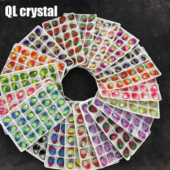 QL Crystal Turmaliin Klaas Kristall 13x18mm Dropsi Pointback Väljamõeldud Kivi DIY rõivaste kotid, kingad, Ehted, aksessuaar