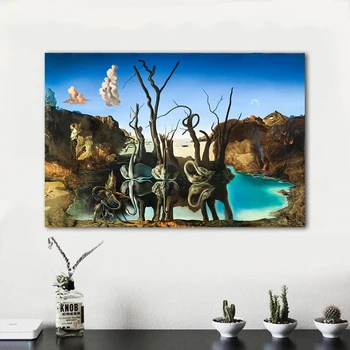 Salvador Dali Luiged, Kajastades Elevandid Lõuendile Maali Abstraktne ja Printida Plakateid Seina Art Pilt elutuba Decor Cuadros