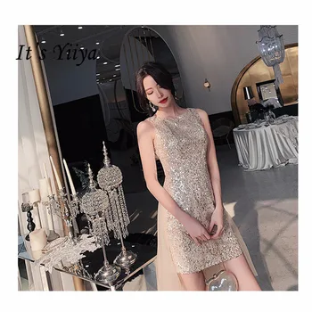 See on YiiYa Kokteili Kleidid 2019 Elegantne Varrukateta Kõrge Madal Pikkus Kokteili Dresss Naised, Pluss Suurus Kleit Cocktail Hommikumantlid E801