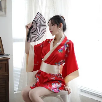 Seksikas Naistepesu Jaapani Kimono Cosplay Varustus Traditsioonilise Stiili Rüü Kiusatus Kostüümid Pidžaama Pehme Siid Turvavöö Komplekt Naistele