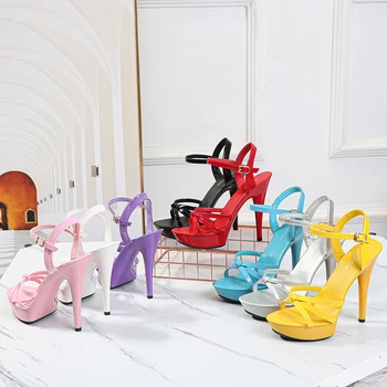 Shuzumaio Naiste sandaalid kingad naiste suveks 2020 kõrged kontsad platvorm Risti-seotud lakknahast 13CM Seksikas Office & Karjääri kingad