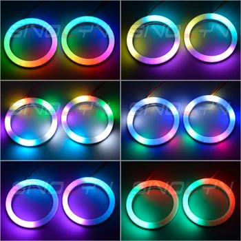 Sinolyn RGB Angel Eyes LED Puuvill Dünaamiline Järjenumber, mis Voolab Bluetooth Automotive Kaupade Halo Ring Auto Tarvikud 80/90/95/100mm