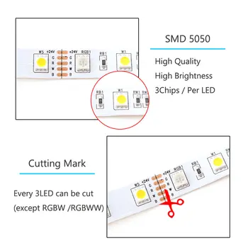 SMD 5050 RGBW LED Riba PC-RGB Valgus, 12V Veekindel, 60LED/M 5M Paindlik RGBWW 12V Led Riba RGB Lint Lint Diode Lamp