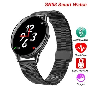SN58 Karastatud Klaasist Ekraan Terasest Rihm Smart Watch IP68 Veekindel -, vererõhu -, Südame Löögisageduse Monitor Kõigi Telefon Android, IOS