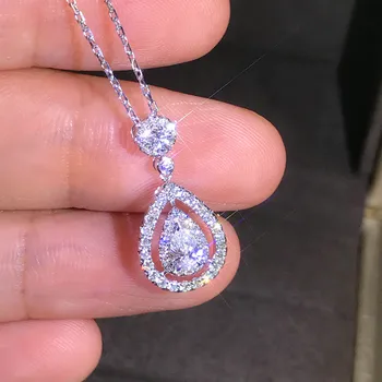 Tahke 925 Hõbedast Värvi Kaelakee Tõeline Teemant Ripats Naiste Pulm Bizuteria Topaas Gemstone Ehted Ripats Kaelakeed S925