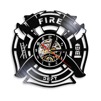 Tuletõrje Dekoratiivsed Vinüül Rekord Kella Tulekahju Veoauto Tuletõrjuja Päästa Kvarts LP Seina Vaadata, Malta Risti Tuletõrjuja