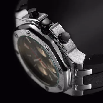 Täiesti Uus Meeste Vaata Quartz Watch Silver kummipaelaga 3ATM veekindel Chronograph Meeste Käekellad Kvartsist Vaadata