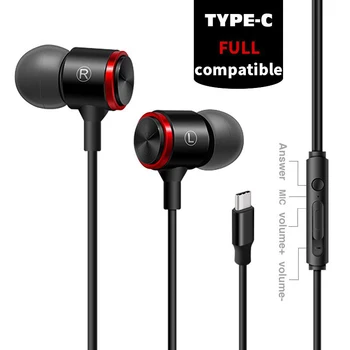 Tüüp-C Juhtmega Kõrvaklapid, In-Ear Headset Stereo Kõrvaklapid Helitugevuse reguleerimise USB-C Earbuds Extra Bass Koos Mic HTC OnePlus