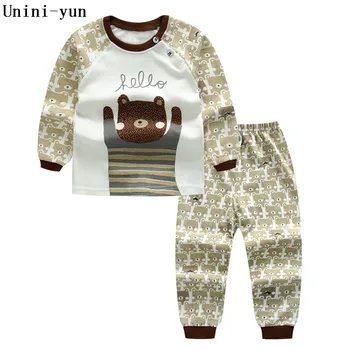 Unini-yun laste komplektid 2017 uus sügis poiste Puuvillane Dot brändi pikad varrukad Kandma t-särk + püksid lapsed spordidressid baby boy