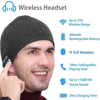 Unisex Traadita Bluetooth-Mütsid V5.0 Helista Muusika Stereo Silmkoelised Bluetooth-Peakomplekti Mütsid Muusika Müts Talvel Traadita Kõrvaklappide Kork
