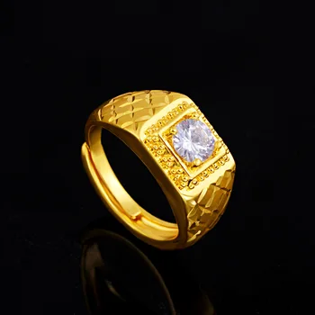 Vietnam Liiva kuld Teemant Sõrmus Meestele 24k Kollase Kullaga AAA Tsirkoon Gemstone Sõrme Sõrmus Pulmi, Sünnipäeva Trahvi Ehteid Kingitused