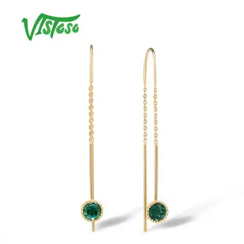 VISTOSO 9K 375 Kollane Kuld Loodud Emerald Stiilne Rippuvad Kõrvarõngad Naistele Isiku Kaasamine Aastapäeva Armas Trahvi Ehteid