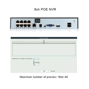 XMeye 4K 8ch POE NVR Toetada 16ch 4K Võrgu videosalvesti H. 265+ Onvif 1 HDD 24/7 Salvestamine IP Kaamera Onvif P2P Süsteem ICSee