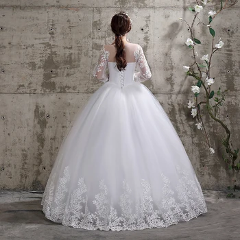 XXN-112#Pruudi pulmas kleit Tikitud Pits Net Täis-varruka Lace Up Pall Kleit Kohandatud suurus tasuta tarne odavad hulgimüük