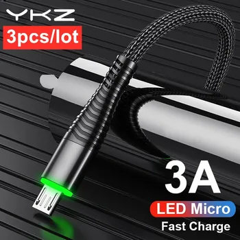 YKZ 3A LED-Micro-USB-Kaabliga Kiire Laadimine Microusb Laadija Kuupäeva Kaabel Traat, Samsung Huawei Juhe Android Mobiiltelefoni