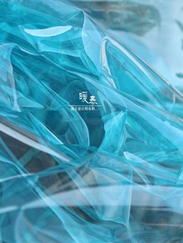 0,2 mm TPÜ Kangas PVC Taevas Sinine Vedelik Kile Veekindel Riietus DIY Mantel Vihmamantel Crystal Kotid Decor Disain Riie