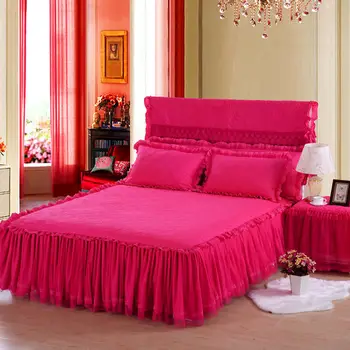 1/3tk luksuslik pits voodi seelik printsess voodi kate lehed padjapüürid lamineeritud voodipesu erinevaid stiile