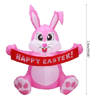 1,5 m Täispuhutav Happy Easter Bunny Doll Mänguasi LED Night Light Joonis Hoovis Väljas Aed Pool Ornament, Dekoratsioonid, USA/UK/EU/AU Pl