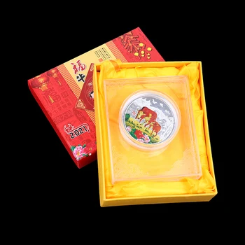 1 Komplekt 2021 Uus Aasta Õnnelik Ja Hiina Suveniiride Laekuva Mündi Hiina Zodiac Ox Mälestusmüntide Kollektsioon Kingitus