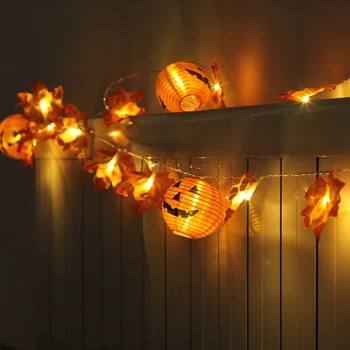 10/20 LED Kõrvits Vaher Lehed Vanik String Tuled 3D Halloween Pumpkin Tuled Halloween DTT88