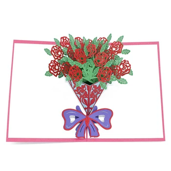 10 Pack 3D-Roosa Lilled, Kimp Pop-Up Kaart Valentines Birhtday Emade Päev Kõik Korda õnnitluskaart