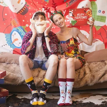 12 paari aasta sügisel ja talvel cartoon Christmas sokid kawaii harajuku naine sokid lovers' jõulukinke EUR38-45