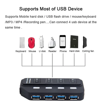 150cm Usb 3.0 HUB Adapter-4 Ports 5Gbps kiire Micro-Usb-Jaoturi 2.0 1.1-Must Lüliti Macbook Pro for Windows