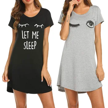 2020 Naiste Kirja Nightgowns Ja Sleepshirts Sleepwear Armas Magada Särk Trükitud Öö Kleit Lühikeste Varrukate Nightwear