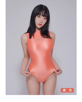 2020 seksikas läikiv satiin retuusid Jaapani kolmnurga ühes tükis ujumistrikoo naiste kõrge-kahvel ujumistrikoo varrukateta V-kujuline hip sportlik sw
