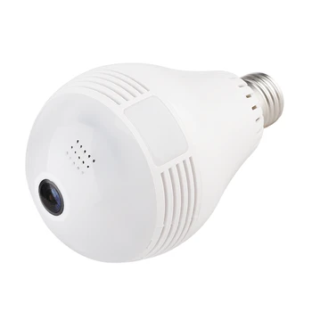 360 Kraadi LED 1080P Traadita Panoraam Kodu Turvalisus WiFi CCTV Fisheye Pirn Lamp IP Kaamera Kaks Võimalust Audio