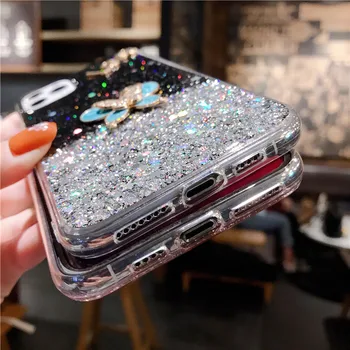 3D Glitter Star Silikoonist Case For iPhone 11 12 Pro XS X-XR Max Mini Särav peep varba kingad TPÜ Kate iPhone 6 7 8 Plus SE 2020 Coque