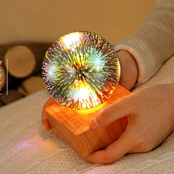 3D Ilutulestiku Öö Valguses USB Power Klaasist Palli tähistaeva valgus 4W Magic Crystal Ball Dekoratiivne Lamp Värvikas Jõulud Kingitus