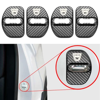 4tk Car Styling süsinikkiust muster Auto Door Lock Cover puhul Dacia Sandero MK2 Stepway Auto Kaitsev Lukk Tarvikud