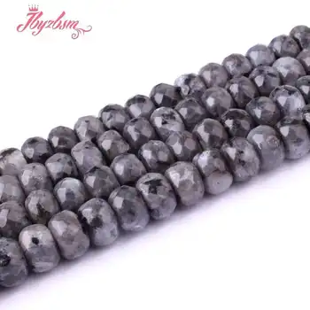 5x8mm Lihvitud Rondelle Must Larvilite Beads Natural Stone Beads DIY Kaelakee, Käevõrud Ehted Making 15
