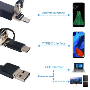 720P 3IN1 Dual USB Endoscope Kaamera 2m 5m 10m Raske Kaabel Madu Kontrolli Kaamera 8mm 6 LED Borescope Android PC Endoscope