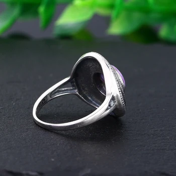 8MM Ring Loomulik Charoite Helmed Rõngad ühise Põllumajanduspoliitika Kuju Naiste S925 Sterling Silver Ring Vintage Stiilis Trahvi Jewelri