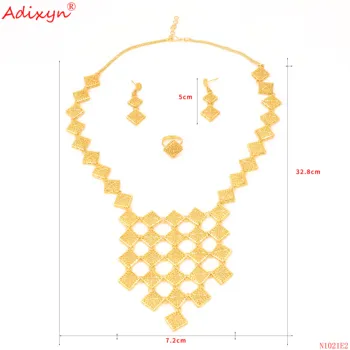 Adixyn Enthic Kõrvarõngad/Rõngas/Kaelakee Naiste 24K Kuld Värvi Dubai ehtekomplekt Pruut Pulmad Kingitused N1021E2
