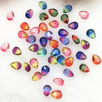 Alasti Kristall, Järk-järgult Muutus Turmaliin Crystal Rainbow Värvi 6*8mm Pisar Kivid Klaas Kristall Kivi Kleidi Kaunistamiseks