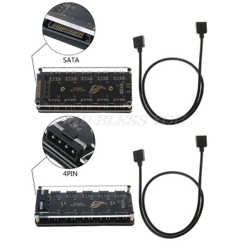 AURA SYNC 5V 3-pin RGB 10 Hub Splitter SATA Power 3pin ARGB Adapter Pikendus Kaabel GIGABYTE MSI A SUS ASRock LED