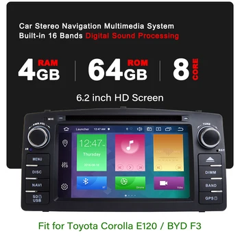 AutoRadio 2Din Android 10 Car Multimedia Stereo-Raadio Mängija, GPS Navigatsiooni Toyota Corolla E120 MAAILMALE F3 2000-2006 DVD CarPlay