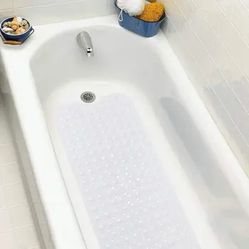 Bath Mat 100 x 40cm koos kupumassaaž vann vaip valge anti-slip Materjali Extra-pikk, dušš matt Pestav bathroomrug masin