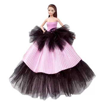 Besegad Mini Nukk Must Roosa Suur-seelik, mille Võrgusilma Pulm Kleit Pikk õhtukleit Riided Riided Tarvikud Barbie Mänguasi